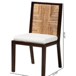 Dining Chairs-Kirkland's Home Abaca And Mahogany Armless Dining Chair Brown/Tan/Ivory