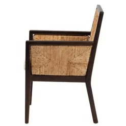 Dining Chairs-Kirkland's Home Abaca And Mahogany Dining Chair With Arms Brown/Tan/Ivory
