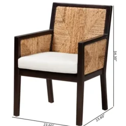 Dining Chairs-Kirkland's Home Abaca And Mahogany Dining Chair With Arms Brown/Tan/Ivory
