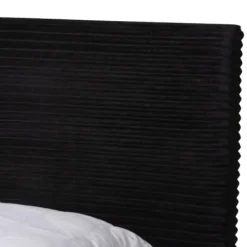 Beds & Headboards-Kirkland's Home Abba Velvet Ribbed Queen Bed Frame Black