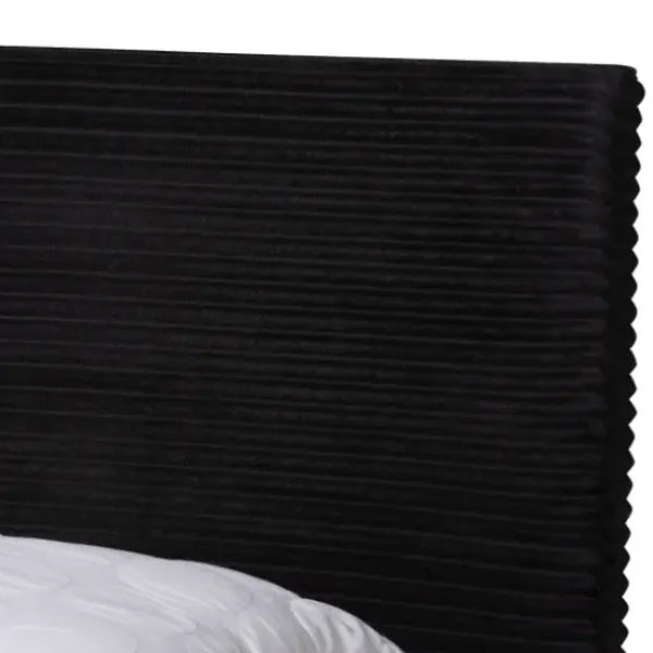 Beds & Headboards-Kirkland's Home Abba Velvet Ribbed Queen Bed Frame Black