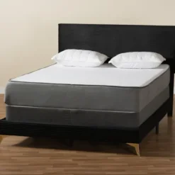 Beds & Headboards-Kirkland's Home Abba Velvet Ribbed Queen Bed Frame Black