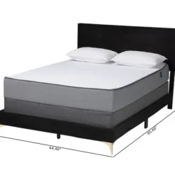 Beds & Headboards-Kirkland's Home Abba Velvet Ribbed Queen Bed Frame Black