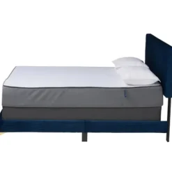 Beds & Headboards-Kirkland's Home Abba Velvet Ribbed Queen Bed Frame Blue