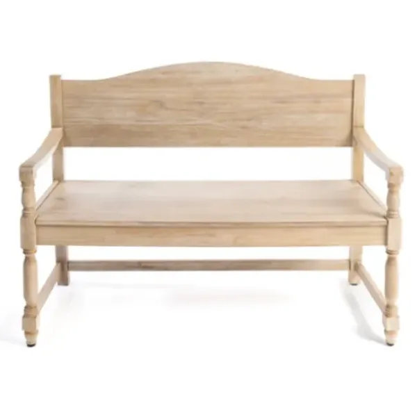 Benches & Ottomans-Kirkland's Home Abby Whitewashed Wood Bench Brown