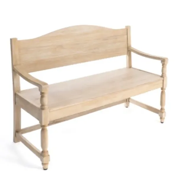 Benches & Ottomans-Kirkland's Home Abby Whitewashed Wood Bench Brown