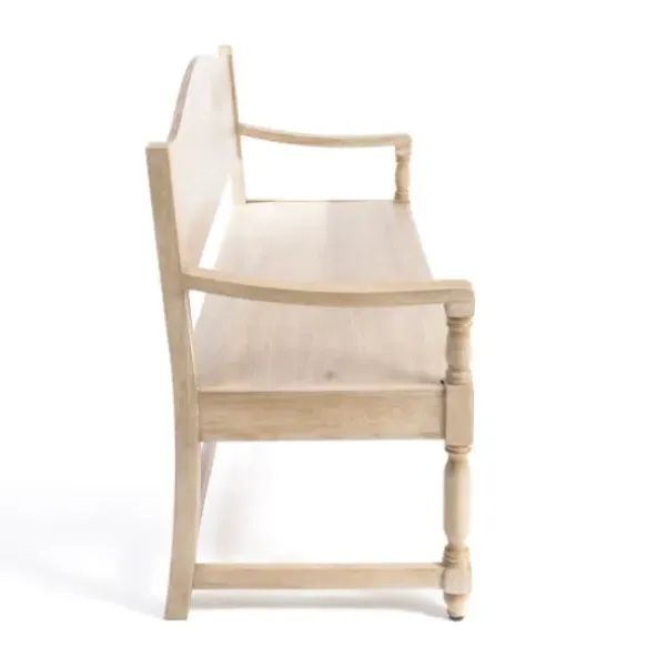 Benches & Ottomans-Kirkland's Home Abby Whitewashed Wood Bench Brown