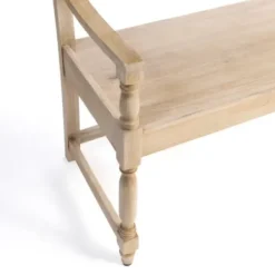 Benches & Ottomans-Kirkland's Home Abby Whitewashed Wood Bench Brown