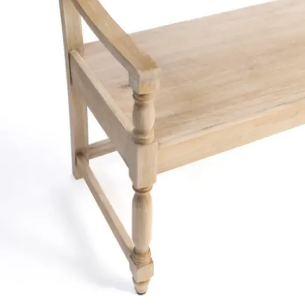 Benches & Ottomans-Kirkland's Home Abby Whitewashed Wood Bench Brown