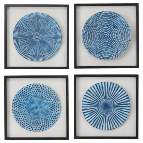 Wall Plaques-Kirkland's Home Abstract Coastal 4-Pc. Framed Print Set Blue