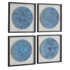 Wall Plaques-Kirkland's Home Abstract Coastal 4-Pc. Framed Print Set Blue