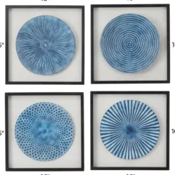 Wall Plaques-Kirkland's Home Abstract Coastal 4-Pc. Framed Print Set Blue