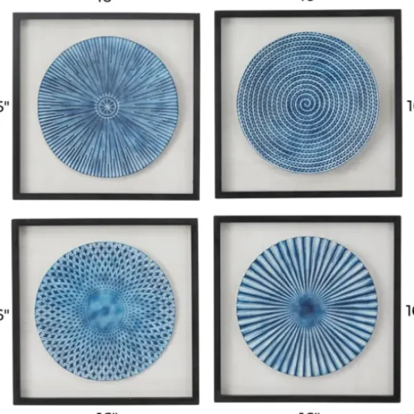 Wall Plaques-Kirkland's Home Abstract Coastal 4-Pc. Framed Print Set Blue