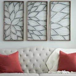 Wall Plaques-Kirkland's Home Abstract Floral Panel Plaques, Set Of 3 Brown