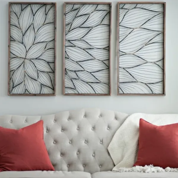 Wall Plaques-Kirkland's Home Abstract Floral Panel Plaques, Set Of 3 Brown