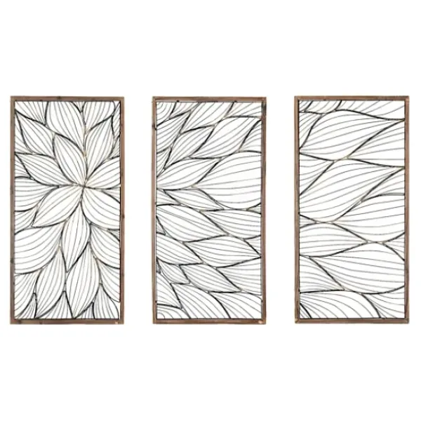 Wall Plaques-Kirkland's Home Abstract Floral Panel Plaques, Set Of 3 Brown