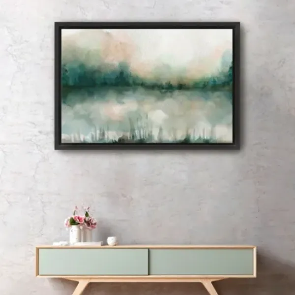 Framed Art-Kirkland's Home Abstract Foggy Marsh Framed Wall Art Tan/Gray/Green