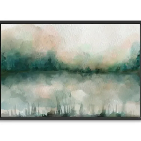 Framed Art-Kirkland's Home Abstract Foggy Marsh Framed Wall Art Tan/Gray/Green