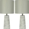 Table Lamps-Kirkland's Home Abstract Gray Ribbed Stripes Table Lamps, Set Of 2 White