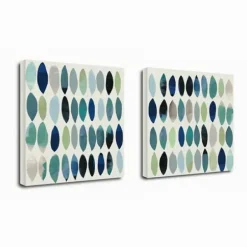 Canvas Art-Kirkland's Home Abstract Leaf Giclee Canvas Art Prints, Set Of 2 Blue/Green