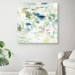 Canvas Art-Kirkland's Home Abstract Reflections Canvas Art Print, 35X35 In. White/Green/Blue