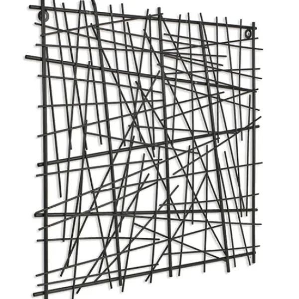 Wall Plaques-Kirkland's Home Abstract Square Metal Wall Plaque Black