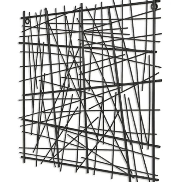 Wall Plaques-Kirkland's Home Abstract Square Metal Wall Plaque Black