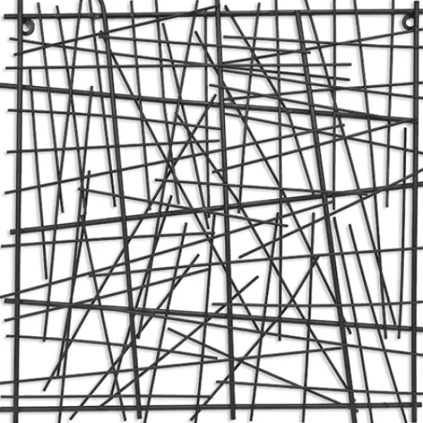 Wall Plaques-Kirkland's Home Abstract Square Metal Wall Plaque Black