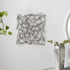 Wall Plaques-Kirkland's Home Abstract Tubes Spill Wall Plaque Silver
