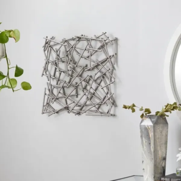 Wall Plaques-Kirkland's Home Abstract Tubes Spill Wall Plaque Silver