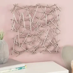 Wall Plaques-Kirkland's Home Abstract Tubes Spill Wall Plaque Silver