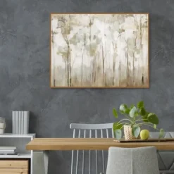 Canvas Art-Kirkland's Home Abstract Woodland Forest Framed Canvas Art Print Gray/White