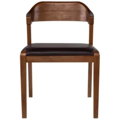 Dining Chairs-Kirkland's Home Acacia Wood And Faux Leather Dining Chair Black