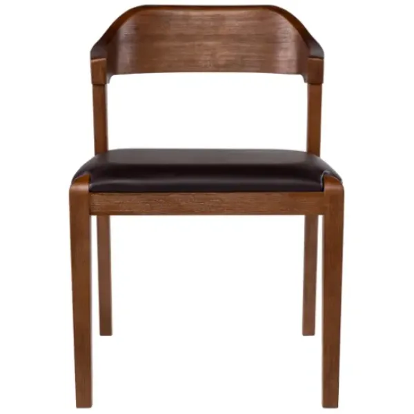 Dining Chairs-Kirkland's Home Acacia Wood And Faux Leather Dining Chair Black