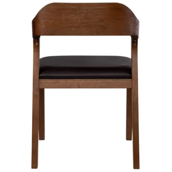 Dining Chairs-Kirkland's Home Acacia Wood And Faux Leather Dining Chair Black