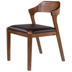 Dining Chairs-Kirkland's Home Acacia Wood And Faux Leather Dining Chair Black