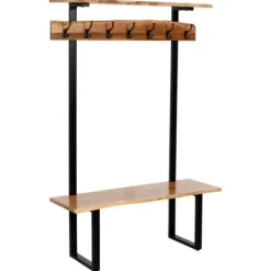 Entryway Furniture-Kirkland's Home Acacia Wood Modern Storage Hooks Hall Tree