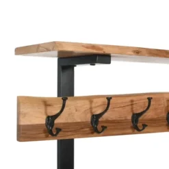 Entryway Furniture-Kirkland's Home Acacia Wood Modern Storage Hooks Hall Tree