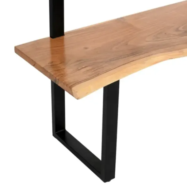 Entryway Furniture-Kirkland's Home Acacia Wood Modern Storage Hooks Hall Tree