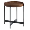 Accent & End Tables-Kirkland's Home Acacia Wood Round Tray Top Side Table Brown