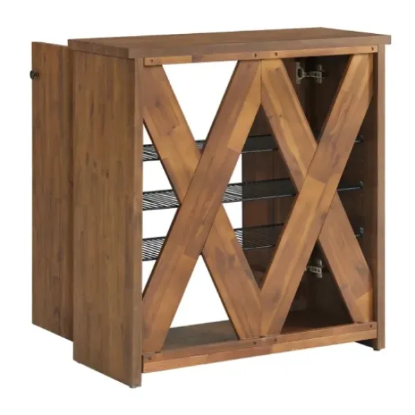 Entryway Furniture-Kirkland's Home Acacia Wood X Back Storage Shoe Cubbie Black/Brown