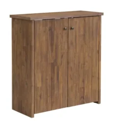 Entryway Furniture-Kirkland's Home Acacia Wood X Back Storage Shoe Cubbie Black/Brown