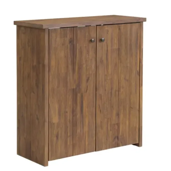 Entryway Furniture-Kirkland's Home Acacia Wood X Back Storage Shoe Cubbie Black/Brown