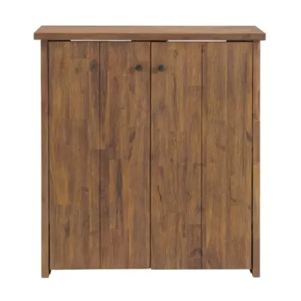 Entryway Furniture-Kirkland's Home Acacia Wood X Back Storage Shoe Cubbie Black/Brown