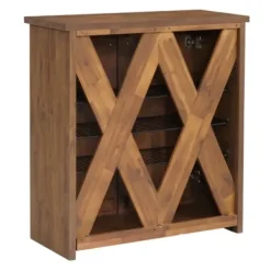 Entryway Furniture-Kirkland's Home Acacia Wood X Back Storage Shoe Cubbie Black/Brown