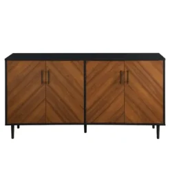 Tv Stands & Media Consoles-Kirkland's Home Acorn And Black Chevron Door Tv Stand Brown