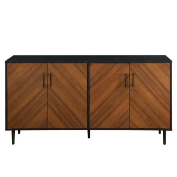 Tv Stands & Media Consoles-Kirkland's Home Acorn And Black Chevron Door Tv Stand Brown