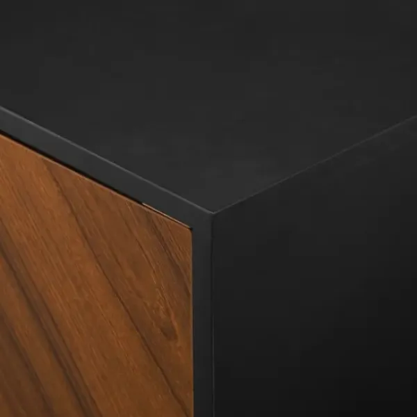 Tv Stands & Media Consoles-Kirkland's Home Acorn And Black Chevron Door Tv Stand Brown