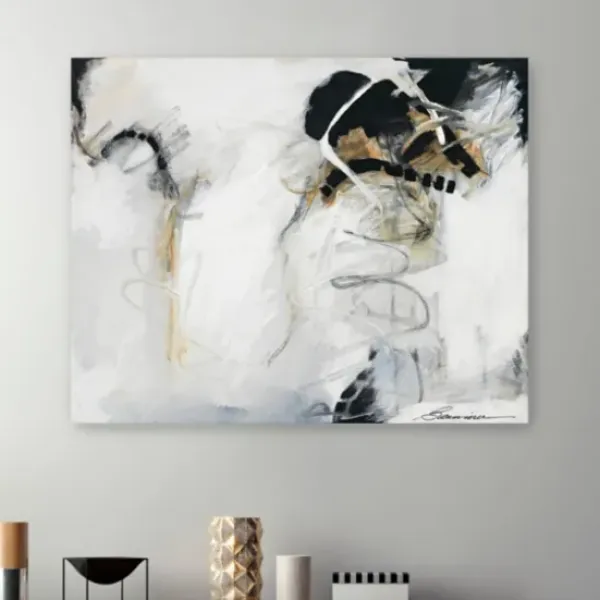 Canvas Art-Kirkland's Home Against All Odds Abstract Canvas Art Print White/Black/Gold