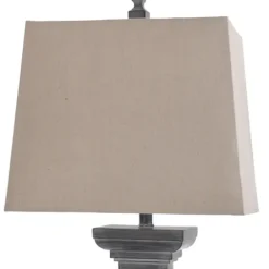 Table Lamps-Kirkland's Home Aged Black Candlestick Base Table Lamp, 33 In. White